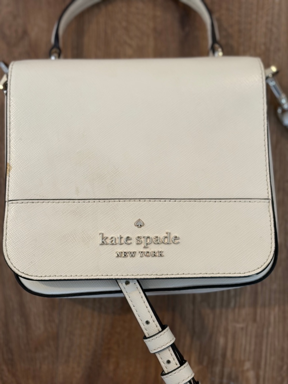 kate spade Cream Leather Crossbody Satchel with Top Handle - Picture 3 of 9